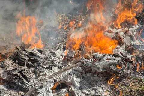 Burning garbage dump 写真素材