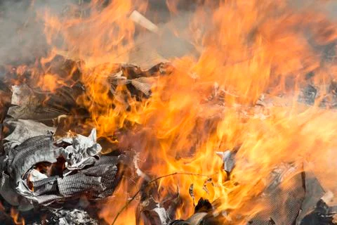 Burning garbage dump 写真素材