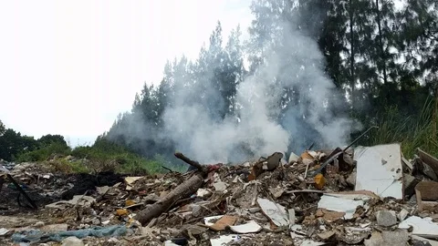 Burning garbage dump pollution in thailand 6 Stock Footage 92674903