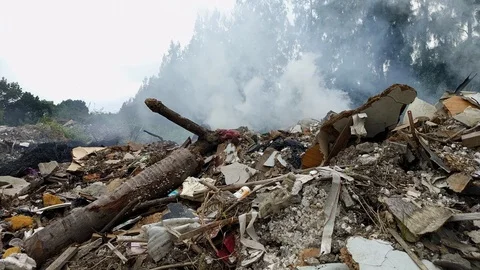 Burning garbage dump pollution in thailand 7 Stock Footage 92675428