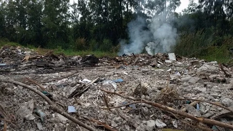 Burning garbage dump pollution in thailand 11 Stock Footage 92675452
