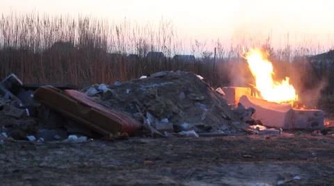 Burning garbage Stock Footage 33801272