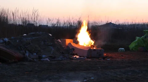 Burning garbage Stock Footage 33801305