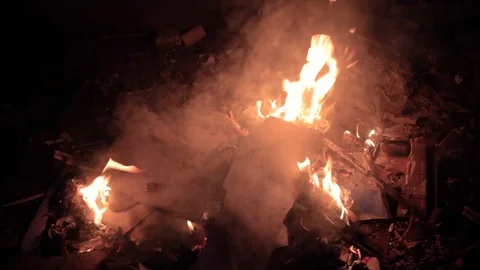 Burning a garbage Stock Footage 97283800