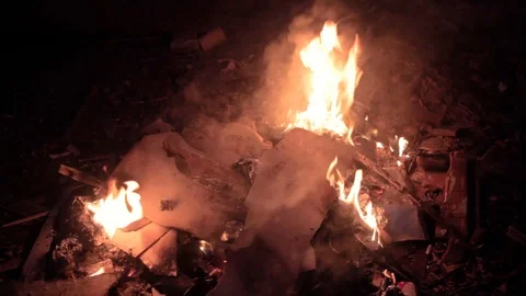 Burning a garbage Stock Footage 97283801