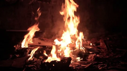 Burning a garbage Stock Footage 97283816