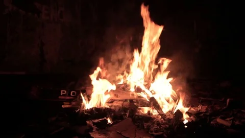 Burning a garbage Stock Footage 97284104