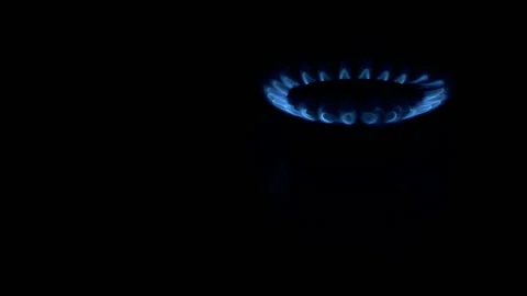 Burning gas blue fire. Kitchen gas stove. Stock Footage 103638241