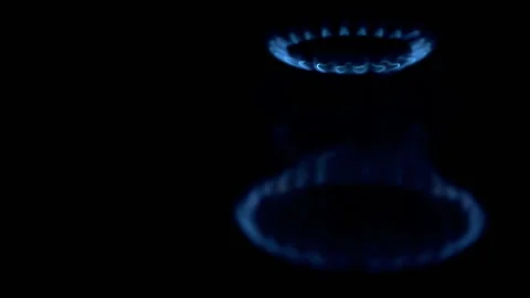 Burning gas blue fire. Kitchen gas stove. Stock Footage 103638306