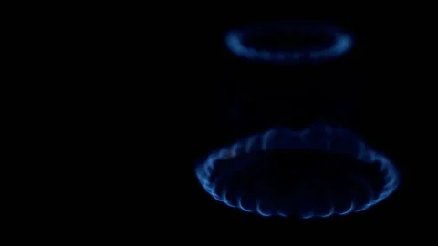 Burning gas blue fire. Kitchen gas stove. Stock Footage 103638357