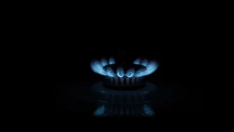 Burning gas on a kitchen stove. Stock Footage 116504435