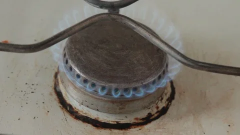 Burning gas stove Stock Footage 100650658