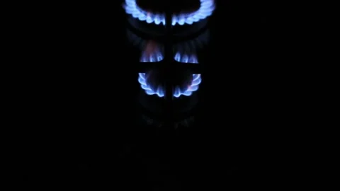 Burning gas stove Stock Footage 154463573