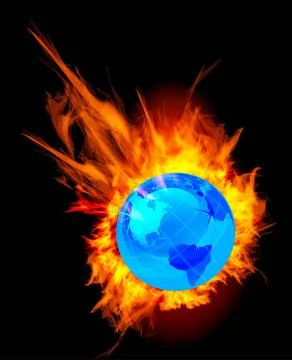 Burning globe earth Burning globe earth vector illustration on black Copyr... Foto stock