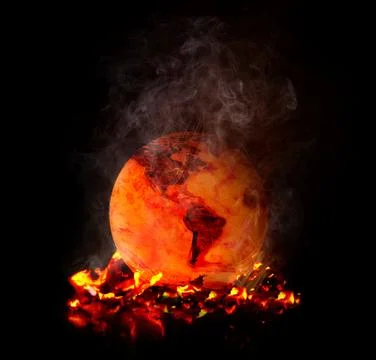 Burning globe earth - version with glowing Stock Illustration