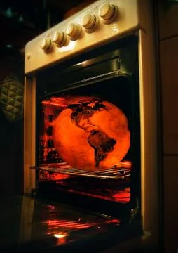 Burning globe earth - version with glowing Stock Photos