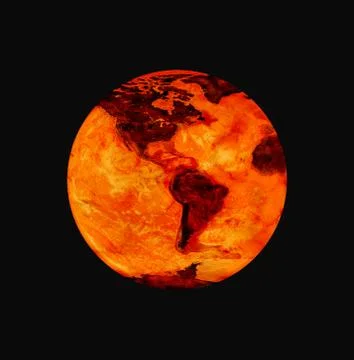 Burning globe earth - version with glowing Stock Photos