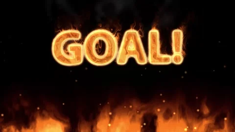 Burning Goal Text Animation with Ground Flames and Sparks on Black Stock Footage 346274390