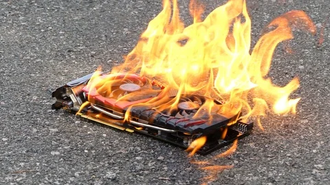 Burning GPU Video stock 113961901