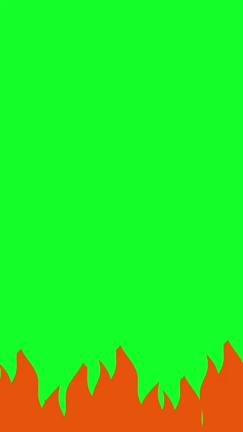 Burning Grass Fire Border Animation On Green Screen Stockbeeldmateriaal 346566533