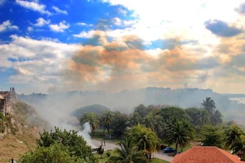 Burning grass 스톡 사진