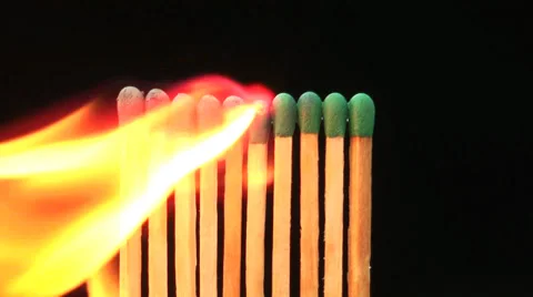 Burning green matches Stock Footage 36677796
