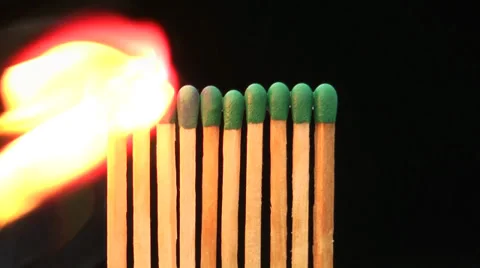 Burning green matches Stock Footage 36677816