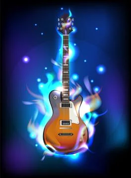 Burning guitar Stock Illustration
