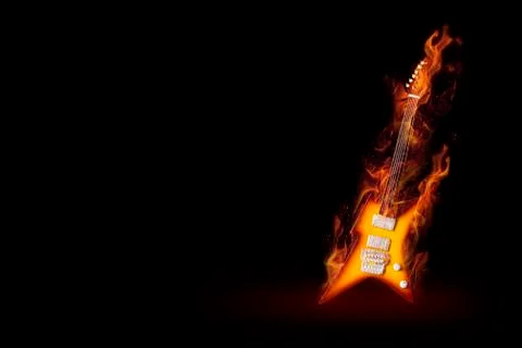 Burning guitar. Stock Photos