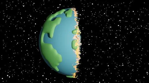 Burning half earth Stock Illustration
