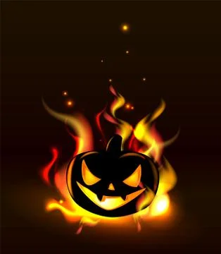 Burning Halloween lantern Stock Illustration