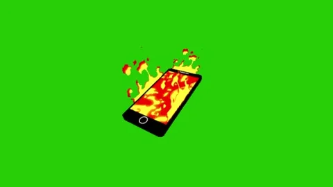 Burning handphone animation on green screen 库存影片 333561445