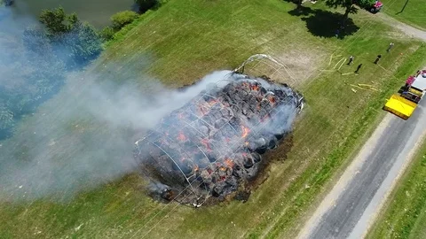 Burning Hay Bales Video stock 78882283