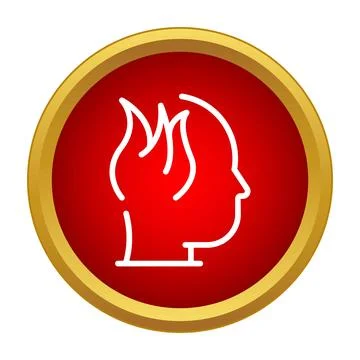 Burning head icon symbolizing stress and burnout concept Stock Illustration