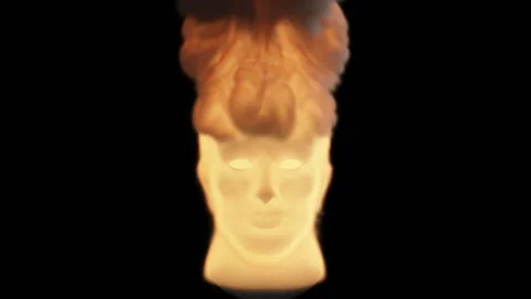 The burning head moves up and down on a black background. Stock Footage 170992274