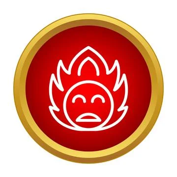 Burning head red icon representing hot emoji Stock Illustration