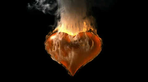 Burning heart. Alpha matted Video stock 29405291