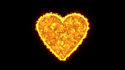 Burning heart on black background Stock Footage 76465450