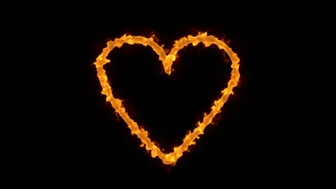 Burning heart on black background Stock Footage 76611540