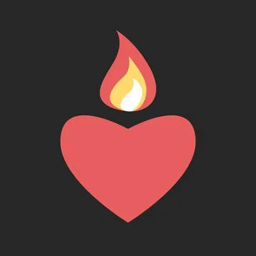 Burning heart in dark Illustrazione stock