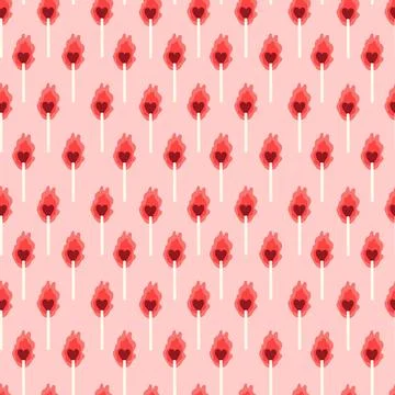 Burning heart doodle seamless pattern. Stock Illustration