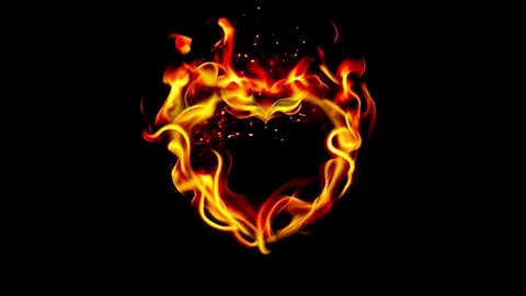 Burning Heart of Fire with Dramatic Sparks Stock Footage 311117998