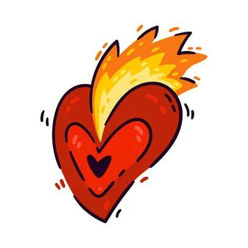 Burning heart with flame. Element for design saint valentine day, 14 February Stock Illustration