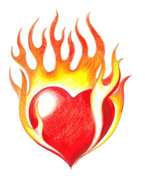 Burning heart Illustrazione stock