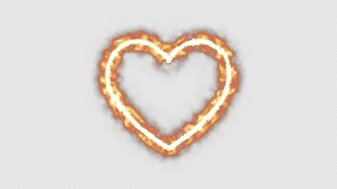 Burning heart shape animation on transparent background. 4K alpha channel Stock Footage 311367398