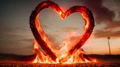 Burning Heart in Slow Motion Stock Footage 275938610