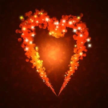 Burning heart with sparkles Stock Photos