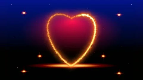 Burning heart on stage with starlight background Stock Footage 163260945