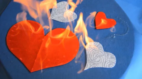 Burning Heart In Two Colors Stock Footage 45830618