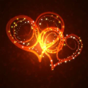 Burning hearts with sparkles Stock Illustration